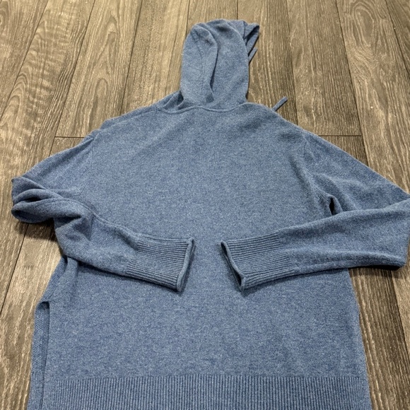 Theory Women's Heather Blue 100% Cashmere hooded Sweater Size Small - Picture 7 of 8